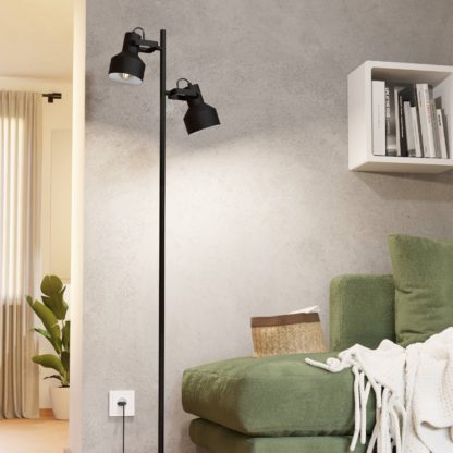 An Image of EGLO Casibare Adjustable Steel Floor Lamp Black