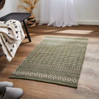 An Image of Woven Washable Rug Green