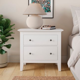 An Image of Lynton 2 Drawer Wide Bedside Table White