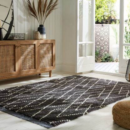 An Image of Aisha Berber Rug Black and white