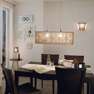 An Image of EGLO Sendero Maple Wood Pendant Light Satin Nickel