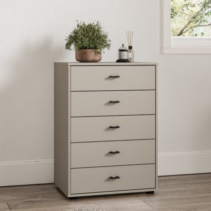 An Image of Kahla Matt Small 5 Drawer Chest Pebble