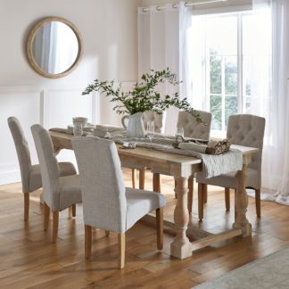 An Image of Bridget 8 Seater Rectangular Extendable Dining Table, Whitewash Mango Wood Light Wood