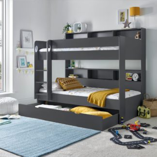An Image of Oliver - Single -Storage Bunk Bed with Underbed Drawer - Onyx Grey - Wooden - 3ft