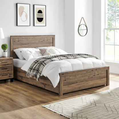 An Image of Rodley/Ortho Royale - Small Double - Ottoman Storage Bed and Open Coil Spring Orthopaedic Mattress Included - Oak/White - Wooden/Fabric - 4ft - Happy Beds
