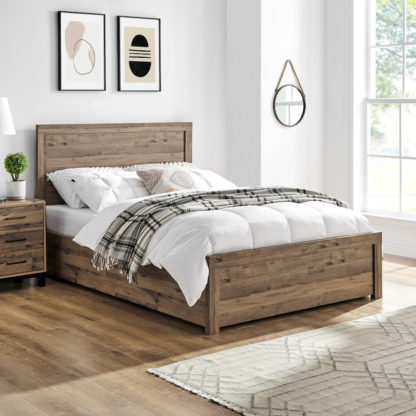 An Image of Rodley/Ortho Royale - King Size - Ottoman Storage Bed and Open Coil Spring Orthopaedic Mattress Included - Oak/White - Wooden/Fabric - 5ft - Happy Beds