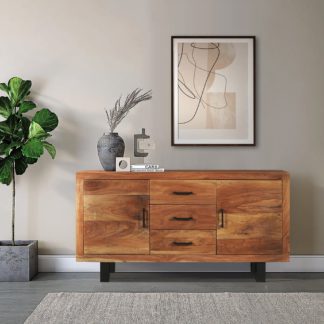 An Image of Indus Valley Lex 2 Door 3 Drawer Sideboard Natural