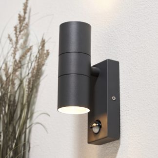 An Image of Mills Up & Down Outdoor Wall Light with PIR Motion Sensor - Anthracite