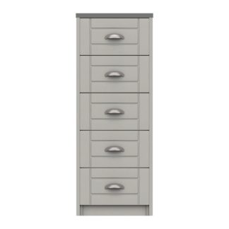 An Image of Darwin Tall 5 Drawer Chest Grey