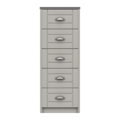 An Image of Darwin Tall 5 Drawer Chest Grey