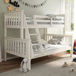 An Image of Atlantis/Clay - Single/Double - Triple Sleeper Bunk Bed and 2 Open Coil Spring Reflex Foam Orthopaedic Mattresses Included - White - Wooden/Fabric - 3ft/4ft - Happy Beds