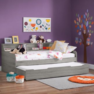 An Image of Grace/Ethan - Single - Guest Bed and 2 Open Coil Spring Mattresses Included - Grey Oak/White - Wooden/Fabric - 3ft - Happy Beds