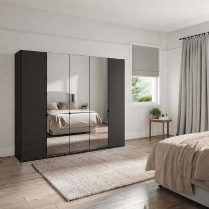 An Image of Kahla 2.5m 5 Door Wardrobe Pebble