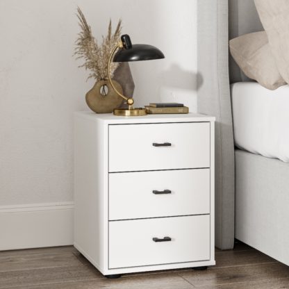 An Image of Kahla Matt 3 Drawer Bedside Table Pebble