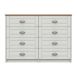 An Image of Darwin Wide 8 Drawer Chest Mid Oak (Brown)