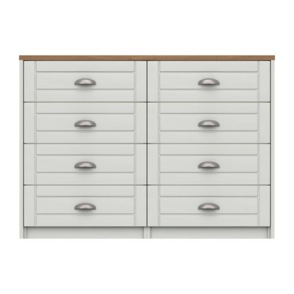 An Image of Darwin Wide 8 Drawer Chest Mid Oak (Brown)