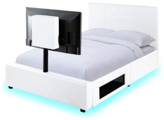 An Image of XR Living Ava Small Double TV and Gaming Bed Frame - White