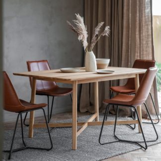 An Image of Kalia 6 Seater Dining Table, Oak Oak (Brown)