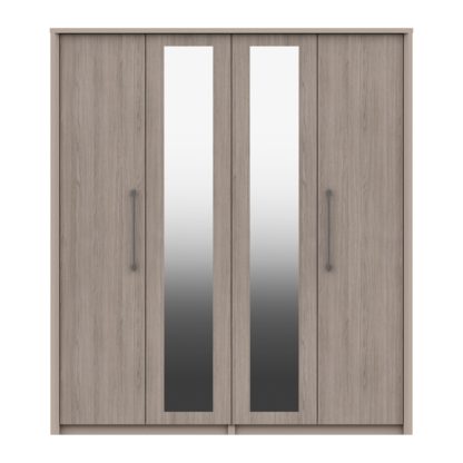 An Image of Dolan 4 Door Wardrobe, Mirrored Dark Wood (Brown)