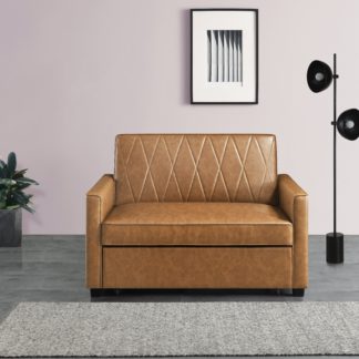 An Image of Serika Faux Leather Sofa Bed Brown