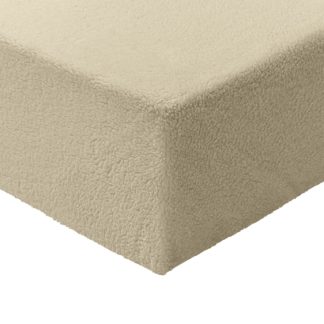 An Image of Argos Home Fleece Oatmeal Fitted Sheet - Double