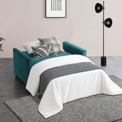 An Image of Serena Velvet Sofa Bed Teal (Blue)