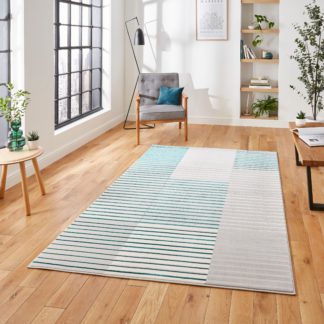 An Image of Apollo Abstract Stripe Washable Rug Green