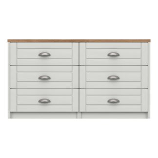 An Image of Darwin Wide 6 Drawer Chest Mid Oak (Brown)