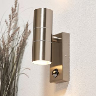 An Image of Mills Up & Down Outdoor Wall Light with PIR Motion Sensor - Stainless Steel