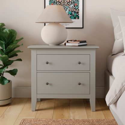 An Image of Lynton 2 Drawer Wide Bedside Table White