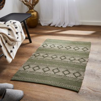 An Image of Woven Washable Diamond Rug Green