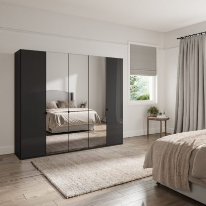 An Image of Kahla 2.5m 5 Door Wardrobe Pebble