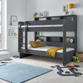 An Image of Oliver - Single - Storage Bunk Bed - Onyx Grey - Wooden - 3ft