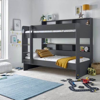 An Image of Oliver - Single - Storage Bunk Bed - Onyx Grey - Wooden - 3ft