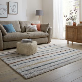 An Image of Abstract Line Shaggy Rug MultiColoured