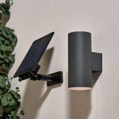 An Image of Solar LED Up & Down Wall Light - Anthracite