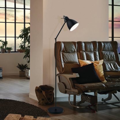 An Image of EGLO Priddy Steel Adjustable Floor Lamp Black