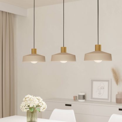 dda464cdf48da91f20d123f8fddff8999d381a9d9f397abaf2ccd2a87da6f62d.jpg An Image of EGLO Valdiola 3-Light Pendant Light Brass