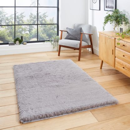 An Image of Super Teddy Rectangle Rug Silver