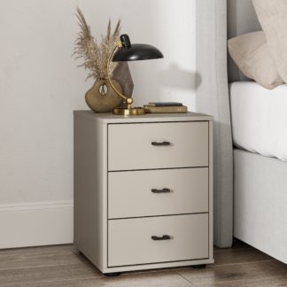 An Image of Kahla Matt 3 Drawer Bedside Table Pebble