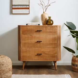 An Image of Leona 3 Drawer Chest, Mango Wood Natural