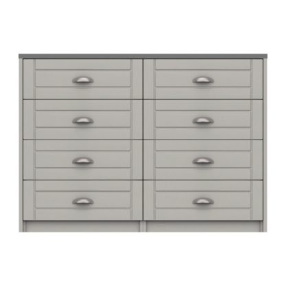 An Image of Darwin Wide 8 Drawer Chest Mid Oak (Brown)