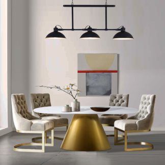 An Image of Indus Valley Orbit 6 Seater Oval Dining Table Gold