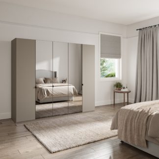 An Image of Kahla 2.5m 5 Door Wardrobe Pebble