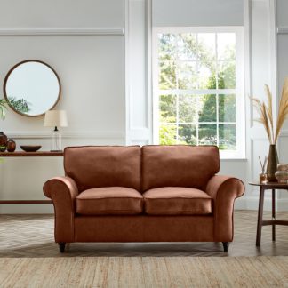 An Image of Rosa Faux Leather 2 Seater Sofa Soft Faux Leather Chocolate