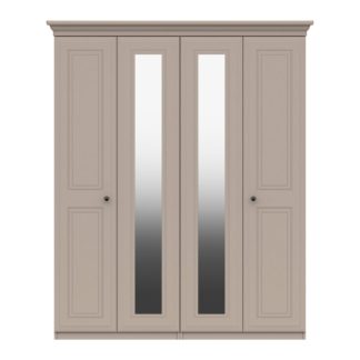 An Image of Portia 4 Door Wardrobe, Mirrored Earth (Brown)