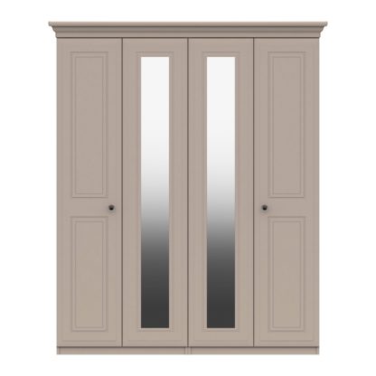 An Image of Portia 4 Door Wardrobe, Mirrored Earth (Brown)