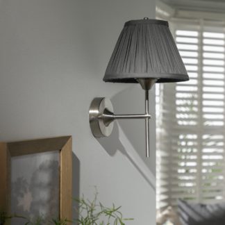 An Image of Habitat Pleated Shade Metal Wall Light - Satin Nickel