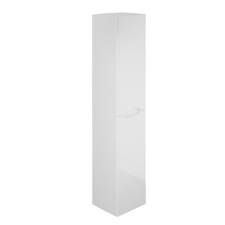 An Image of Bathstore Skye Curved Tall Bathroom Storage Unit - White