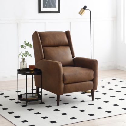 An Image of Charlie Faux Leather Recliner Chair, Brown Brown